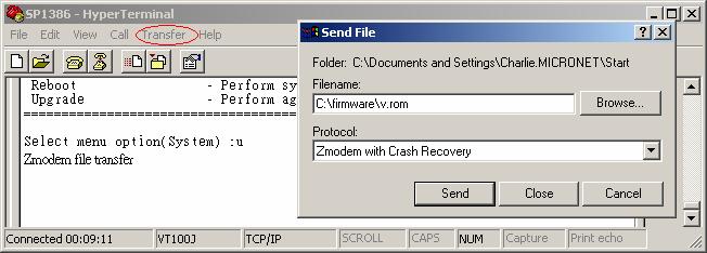 - Access by Console It supports Zmodem to transfer file.