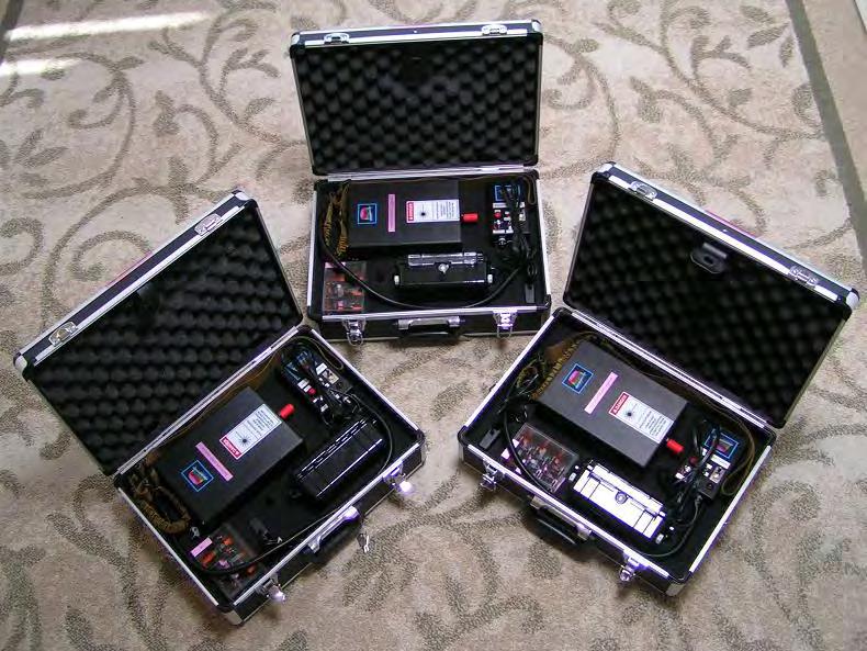 Figure 47 shows the fully completed three prototypes burst lasers in their briefcases.