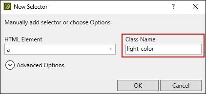 4. In the New Selector dialog, click in the Class Name field
