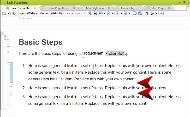 6. Go back to the Basic Steps topic. Notice the increased space between list items.