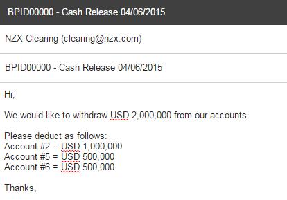 4. Cash Release (USD and NZD) Requesting the repayment of funds 4.