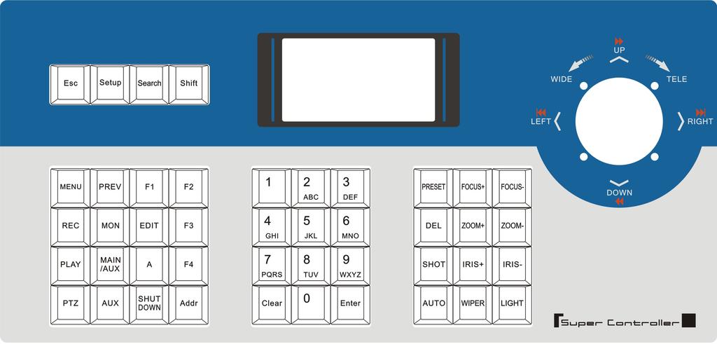 CA-101 front panel introduction Fig 3 Key button functions introduction Function introduction Button name ESC back to up-level menu Setup hold for 3 seconds, enter into keyboard configuration state