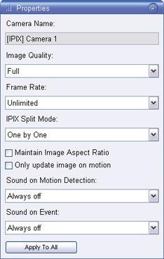 Further Configuration Adjusting Camera Properties In the Setup tab's Properties section, you are able to adjust a number of settings for individual cameras.