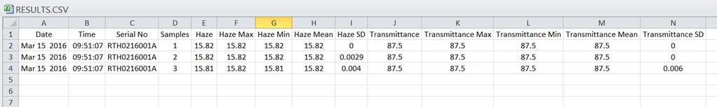 Insert a data stick and press export to transfer a single reading to a.csv file.