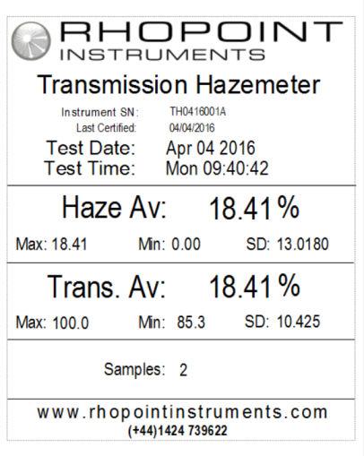 results from the hazemeter instrument can be sent directly to a