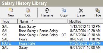 Salary Histry A Type clumn nw appears in the Salary Histry library indicating whether r nt the entry is a rate.