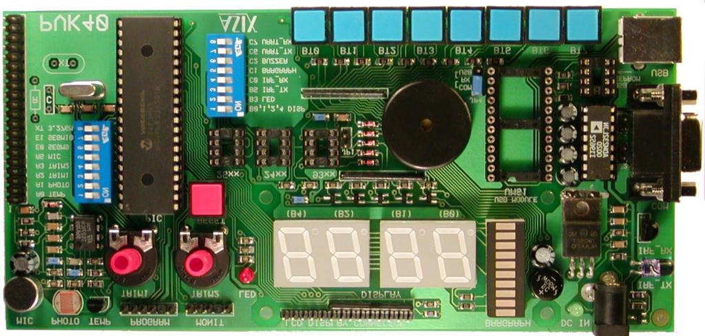 PVK40 PVK40 is a feature rich development board for the 40-pin PIC Flash MCUs - PIC16F87x, PIC16F7x, PIC18Fxx.