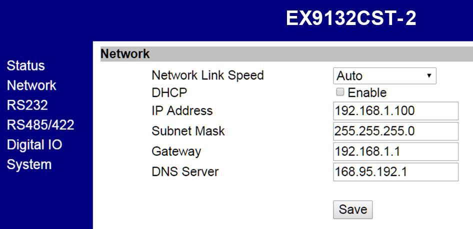 4.5.5 Network setup page: Please ensure address of IP, Subnet Mask,