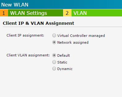 Select Client IP Assignment and Client VLAN assignment to