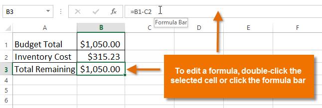 To edit a formula: Sometimes you may want to modify an existing formula.