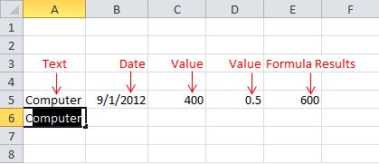Entering and Editing Cell Data Excel supports text, values, dates, and formula results Copyright 2011 Pearson Education, Inc. Publishing as Prentice Hall.