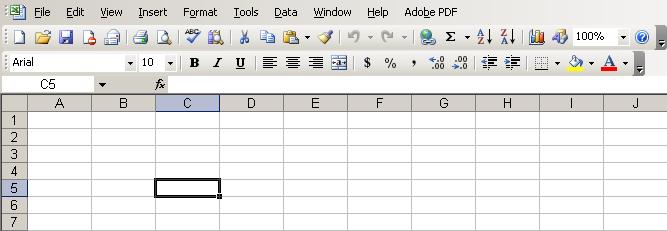 THE EXCEL SPREADSHEET Excel worksheets are divided into three major parts: 1. The drop-down menus and toolbars at the top of the screen 2. The Formula bar signified by the letters fx 3.