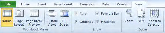 Turning Off Gridlines Gridlines are automatically displayed in a worksheet but they can be turned off. Exercise 17 1 Click on the View tab on the ribbon.