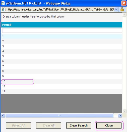 Step 5: For Year, Click on, you will see the parameter list below.