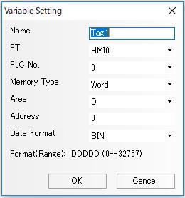 If you are using a variable on the PLC side, you can use the variable table function to assign the same variable name on the NB side as on the PLC side.