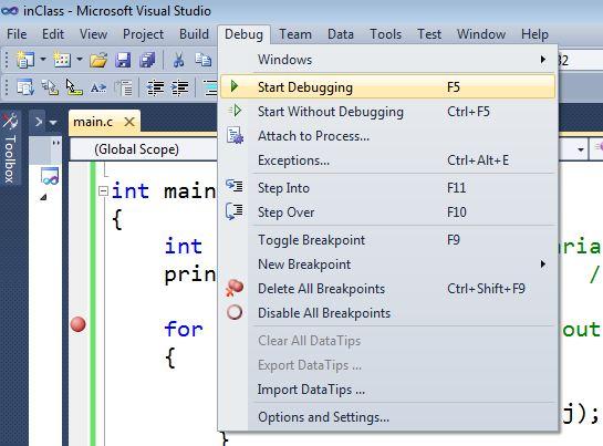 function calls. 3. Running the Debugger Once you have set various breakpoints within your code, you can initiate the debugging process by pressing F5 or following the menu shown in Figure 2.