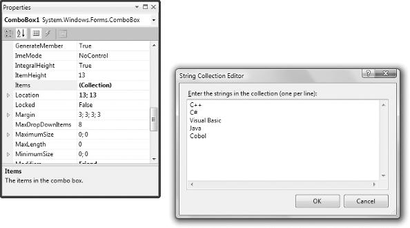 CREATING YOUR FIRST VB APPLICATION 19 doesn t have a single value; it s a collection of items (strings, in this case).