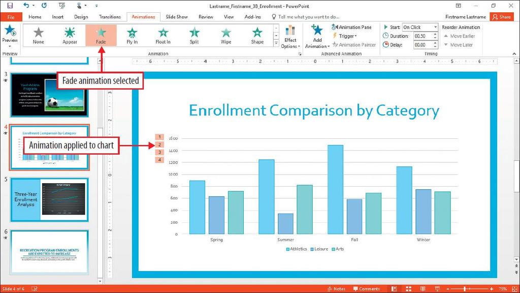 Create and Modify Charts As with any other object in PowerPoint, you can animate a