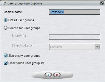1. Click Import User Groups in the upper-left corner of the Users tab (next to the Edit User Group button). The master recorder needs to be connected to a domain for the button to be displayed.