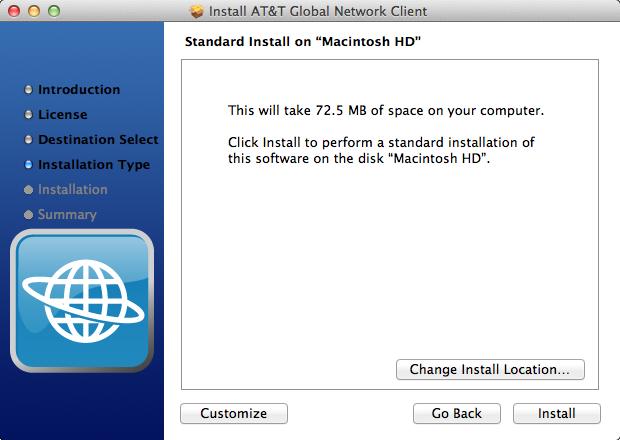 Figure 5: Select Destination Step 4 The installation will display how much disk