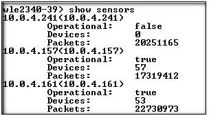23 Sensors Commands Use sensors commands to view the details of the appliance. Shows statistics on all enabled sensors (Location APs).