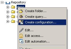 instantolap User Manual 2.7.0 Page 141 / 213 Open the context-menu of a folder and use the menu item "Create configuration..." to open the configuration wizard.