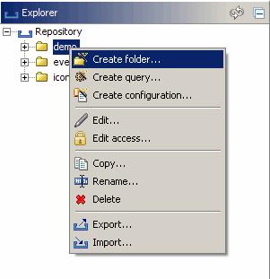 instantolap User Manual 2.7.0 Page 69 / 213 Creating folders You can create new folders using the context menu of the folder, under which you want to locate the new folder.