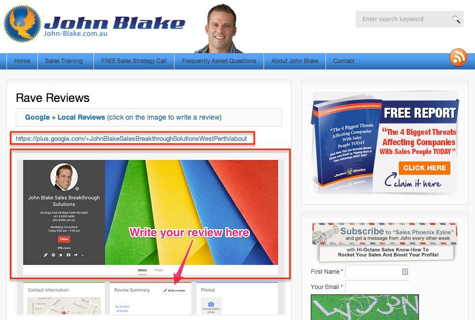 STEP 6: Click the Google+ LINK of John Blake Sales Breakthrough