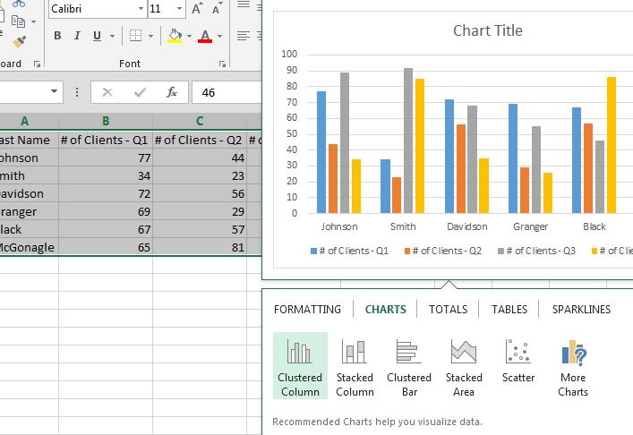 Quick Analysis Feature The Quick Analysis Button is a new feature to Excel 2013. When you highlight a range of cells, this icon appears next to the last highlighted cell at the bottom right.