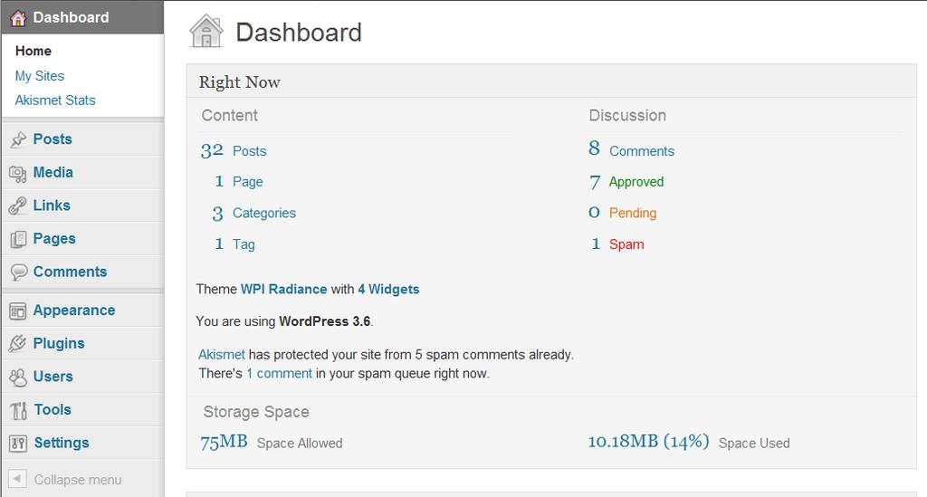 The WordPress Dashboard and Left-Hand Navigation Menu Upon logging in, the first screen that you will see is called the Dashboard screen.