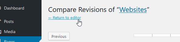 Once you ve completed reviewing versions, the Return to editor link in the upper left