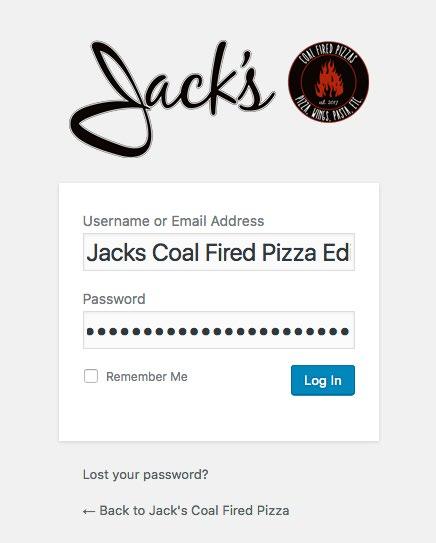 LOGIN Before you make any changes to your site, you will need to login. The login for your site is: jackscfp.