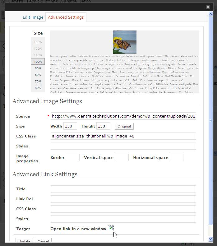 Click on the Advanced Settings link at the top. You will see the Advance Image Settings.
