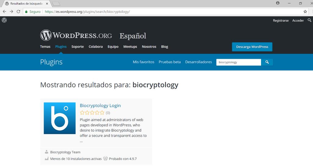 Instalación de Biocryptology Login Ilustración 7. Instalación manual resultados de la búsqueda 3.