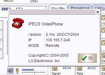 Figure 5.4.2 Help Menu About screen 5.5 ipecs Video/SoftPhone User Programming As previously noted, the ipecs Video/SoftPhone operates in the same manner as the traditional ipecs phone.