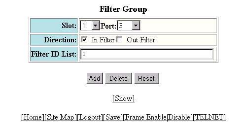 Configuring IPX (9300 Series Only) 14. Select the port or slot/port combination to which you are assigning the filter(s). 15. Check either or both of the In Filter and Out Filter boxes.