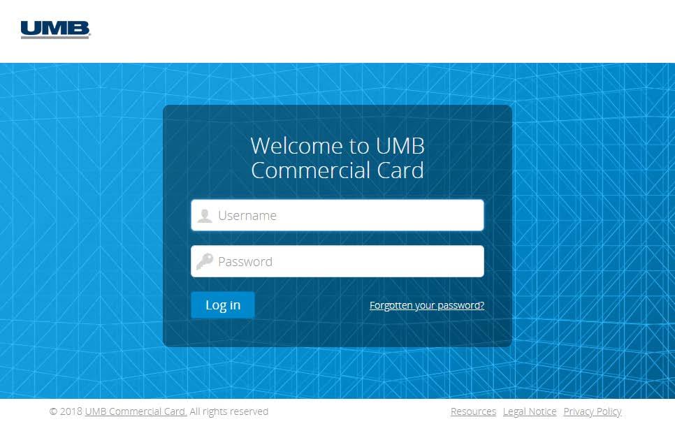 Logging In UMB Commercial Card is designed to notify all new users of their user credentials.