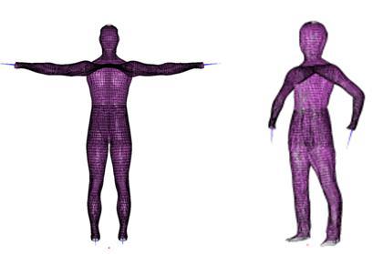 TRANSFER OF APPEARANCE AND SWEEP SURFACE We use a sweep-based 3D human model that can be simply deformed by a joint angle change and animated with motion capture data.