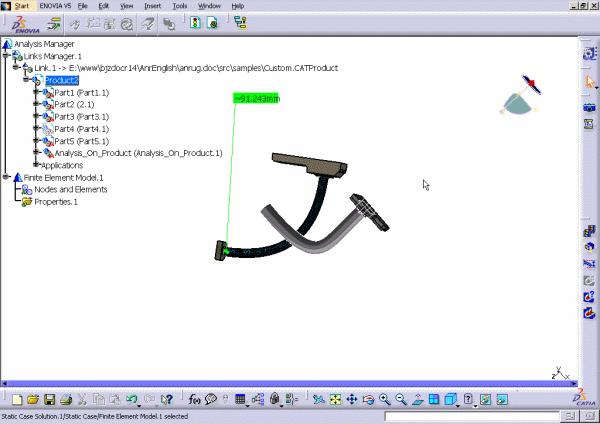 Entering DMU Engineering Analysis Review Workbench This first task explains how to enter the DMU Engineering Analysis Review workbench from a CATProduct. Open the Custom.
