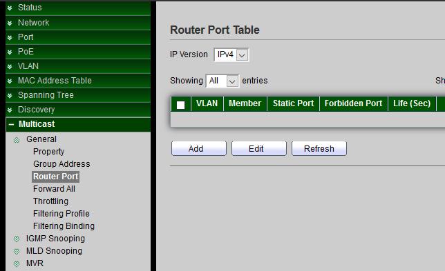 11.1.3 Router Port A Multicast Router (MRouter) port is a port that connects to a Multicast router.