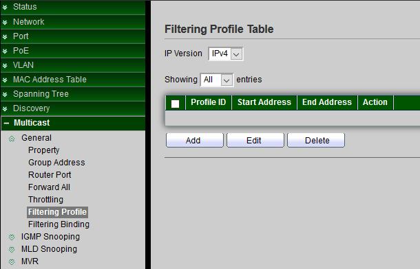 11.1.5 Filtering Profile Filter profile permits or denies a range of