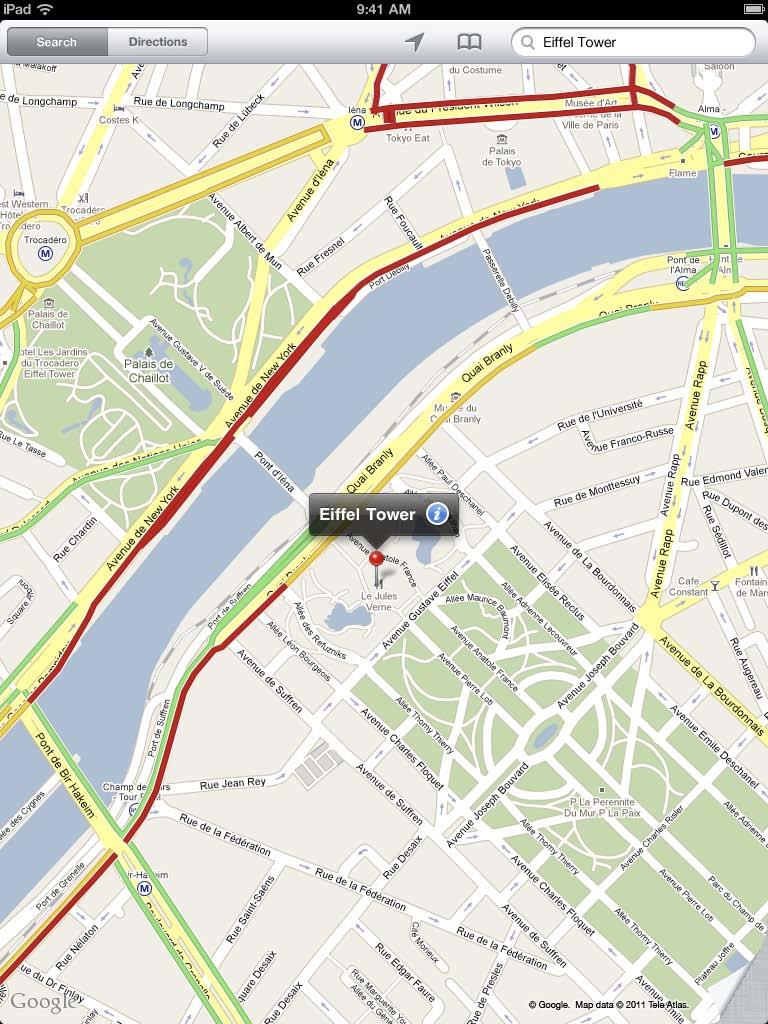 Showing Traffic Conditions When available, you can show traffic conditions for major streets and highways on the map.