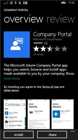 On the device, open the Microsoft Intune
