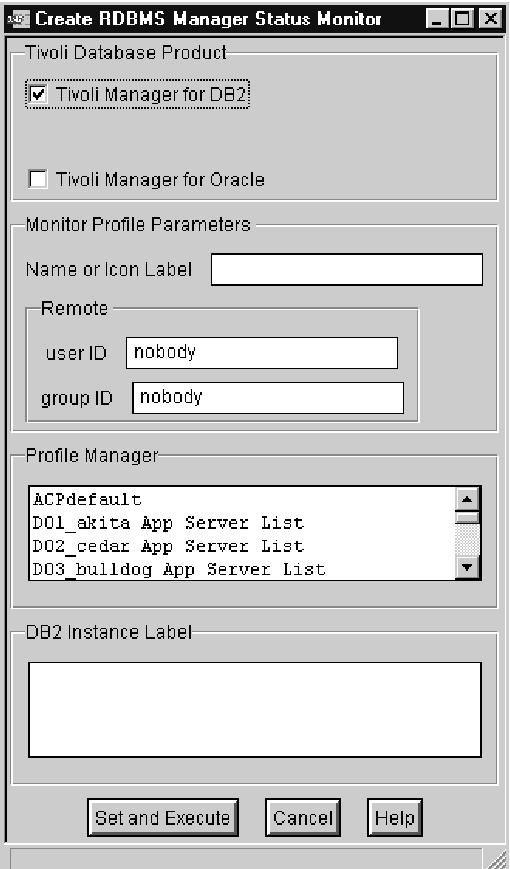 Monitor dialog. 5. Configuring Manager for R/3 For information about completing this dialog, in particular, the user ID and group ID fields, refer to the online help. b.