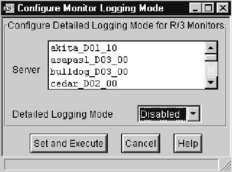 Configuring Monitor Logging Mode Manager for R/3 provides a method for turning on monitor trace for Manager for R/3 monitors in the R3 Server Central, R3 Server Remote, R3 ITS Server, R3 Windows NT