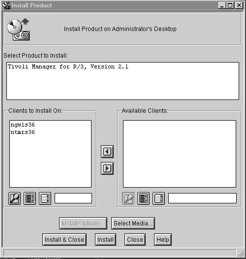 Install scrolling list. 7. Select Tivoli Manager for R/3, Version 2.1 in the Select Product to Install scrolling list. 8.