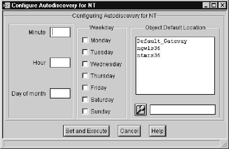 dialog is displayed: To run automatic discovery one time immediately (automatic discovery will run within two minutes), leave all dialog fields empty.