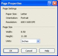 Viewing Page Properties Viewing the properties of the page will show the page dimensions and resolution of the selected page.