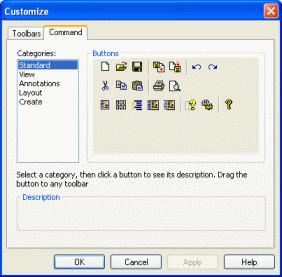 existing toolbars. 3. From the Command tab, you can drag buttons onto toolbars. 4.