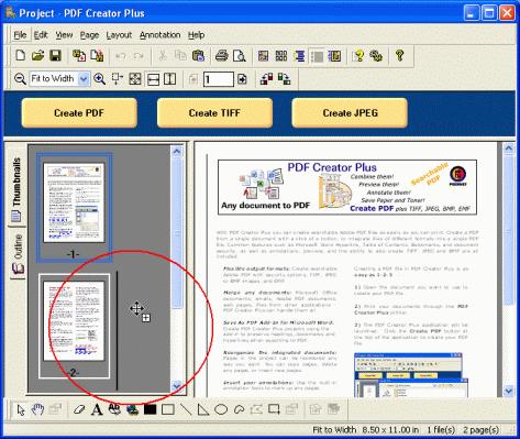 Copying Pages You can copy the pages in your PDF Creator Plus project using the pages in the thumbnail view.